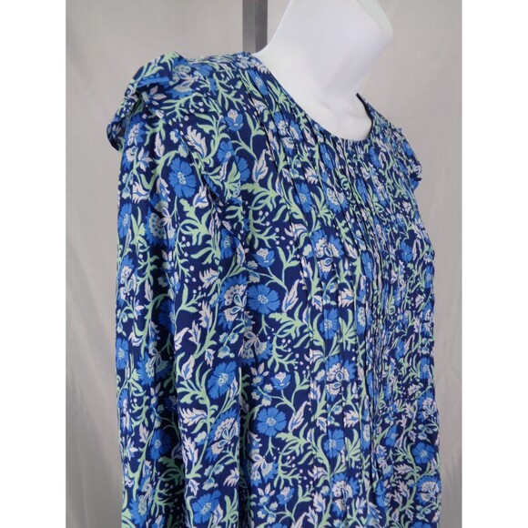 Vineyard Vines Blue Floral Winter Garden Pintuck Mini Dress Size XS - Picture 8 of 15